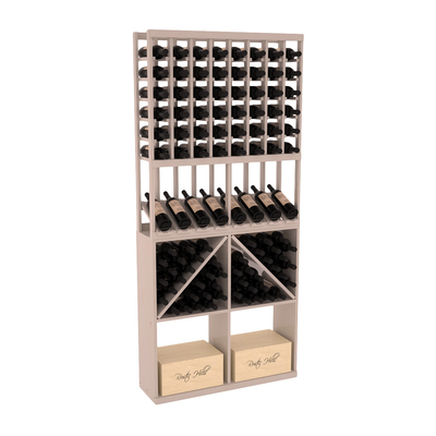 InstaCellar - 8 Column High Reveal 96 Bin /Case Combo in Ponderosa Pine Greywash stained with WineSafe™ Satin Sealant