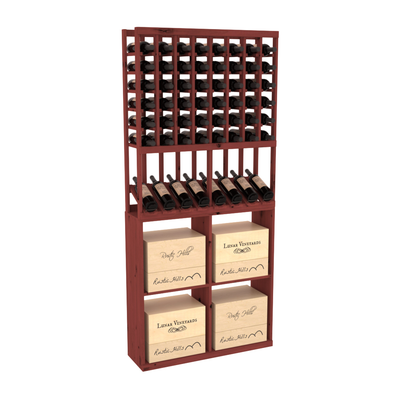 InstaCellar - 8 Column High Reveal 96 Case Combo in Knotty Alder Cherry stained without WineSafe™ Satin Sealant