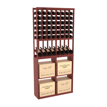 InstaCellar - 8 Column High Reveal 96 Case Combo in Knotty Alder Cherry stained with WineSafe™ Satin Sealant