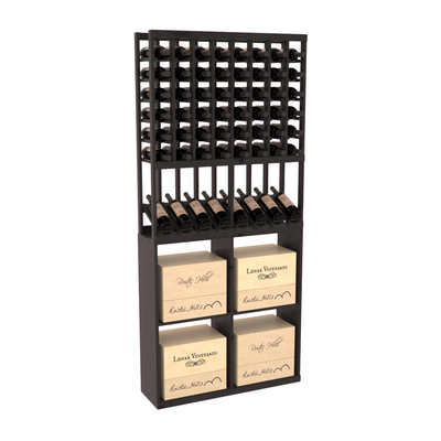 InstaCellar - 8 Column High Reveal 96 Case Combo in Knotty Alder Black stained with WineSafe™ Satin Sealant
