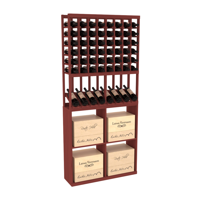 InstaCellar - 8 Column High Reveal 96 Case Combo in Grand Mahogany Cherry stained without WineSafe™ Satin Sealant