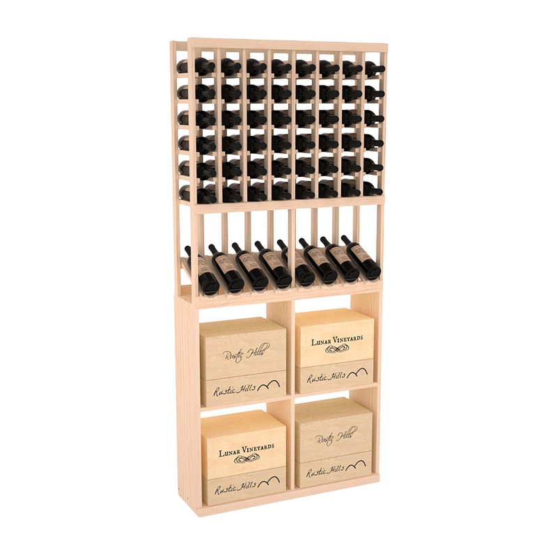 InstaCellar - 8 Column High Reveal 96 Case Combo in Ponderosa Pine Unstained without WineSafe™ Satin Sealant