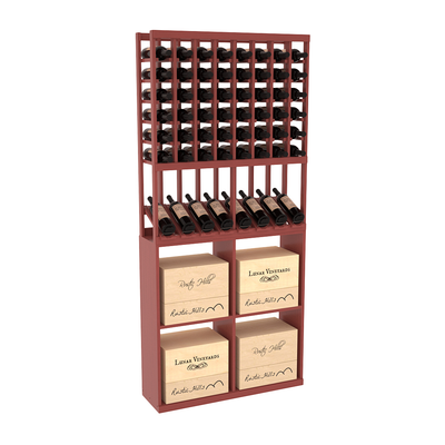 InstaCellar - 8 Column High Reveal 96 Case Combo in Ponderosa Pine Cherry stained with WineSafe™ Satin Sealant