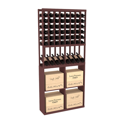InstaCellar - 8 Column High Reveal 96 Case Combo in Ponderosa Pine Walnut stained without WineSafe™ Satin Sealant