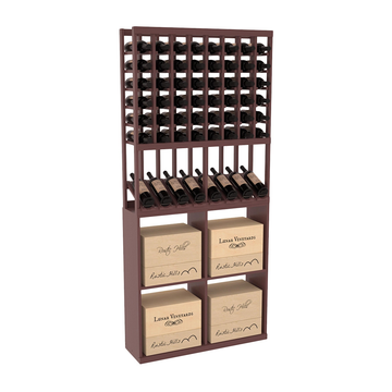 InstaCellar - 8 Column High Reveal 96 Case Combo in Ponderosa Pine Walnut stained with WineSafe™ Satin Sealant