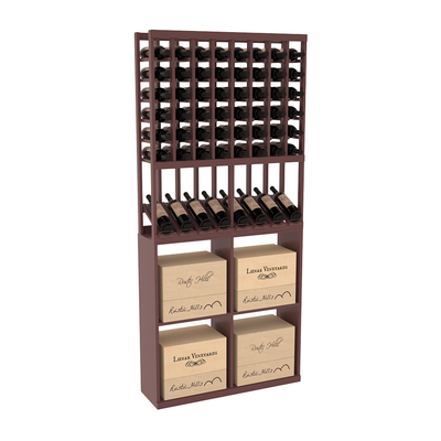 InstaCellar - 8 Column High Reveal 96 Case Combo in Ponderosa Pine Walnut stained with WineSafe™ Satin Sealant