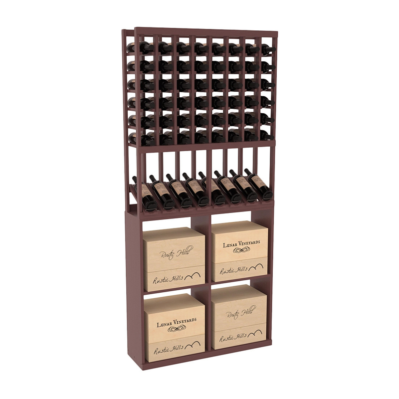 InstaCellar - 8 Column High Reveal 96 Case Combo in Ponderosa Pine Walnut stained with WineSafe™ Satin Sealant