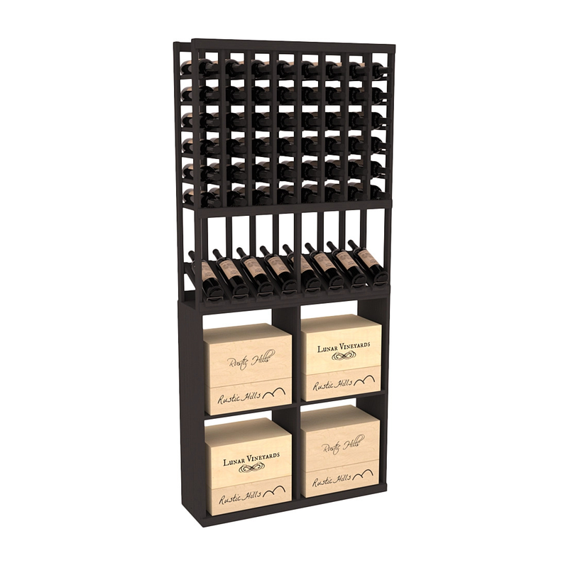 InstaCellar - 8 Column High Reveal 96 Case Combo in Ponderosa Pine Black stained without WineSafe™ Satin Sealant