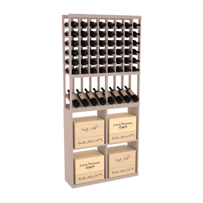InstaCellar - 8 Column High Reveal 96 Case Combo in Ponderosa Pine Greywash stained without WineSafe™ Satin Sealant