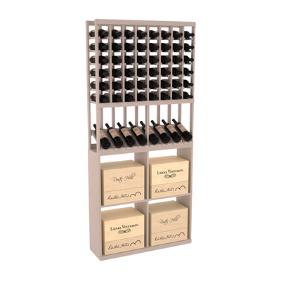 InstaCellar - 8 Column High Reveal 96 Case Combo in Ponderosa Pine Greywash stained with WineSafe™ Satin Sealant