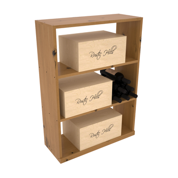InstaCellar - Half Height Case Bin in Knotty Alder Oak stained with WineSafe™ Satin Sealant