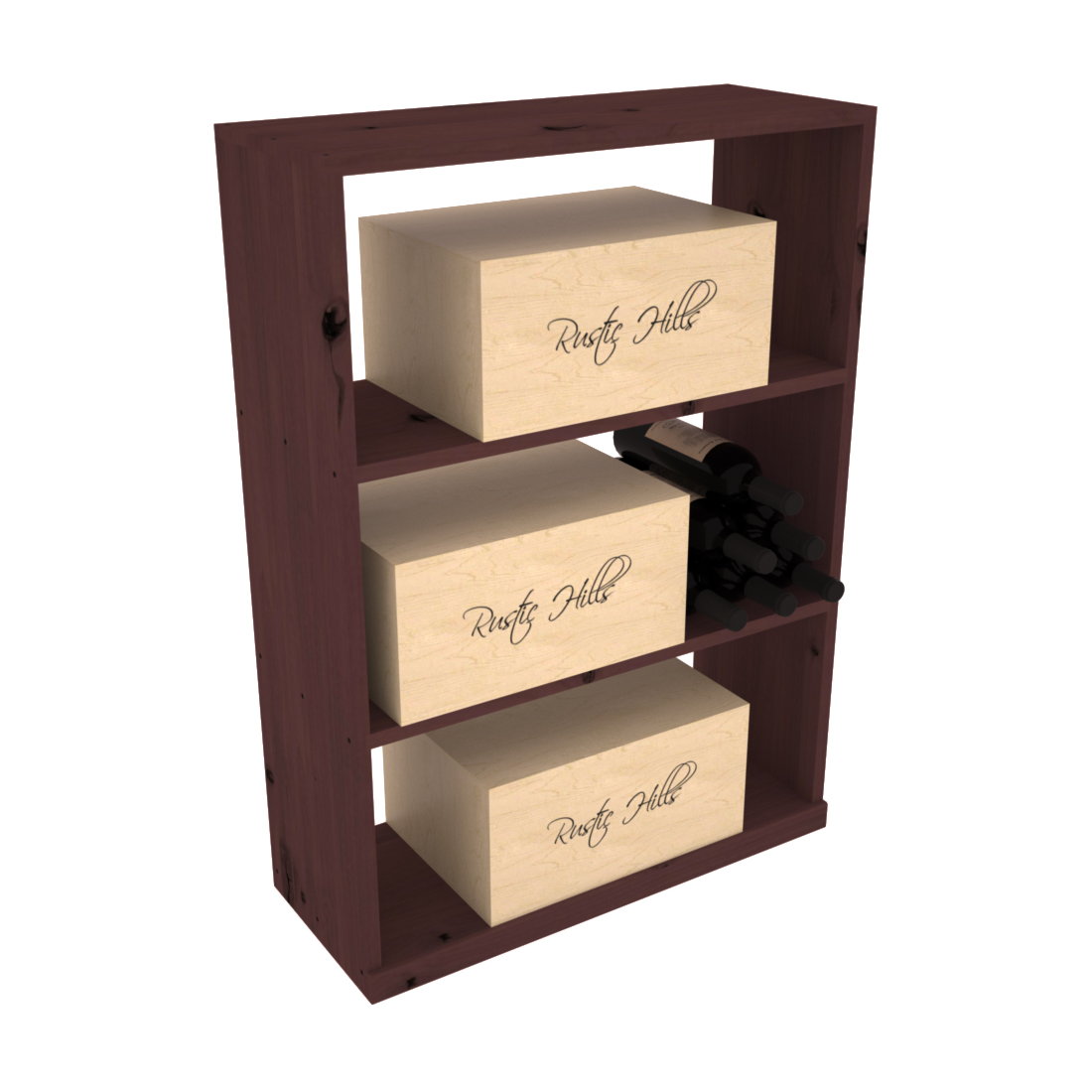 InstaCellar - Half Height Case Bin in Knotty Alder Walnut stained without WineSafe™ Satin Sealant