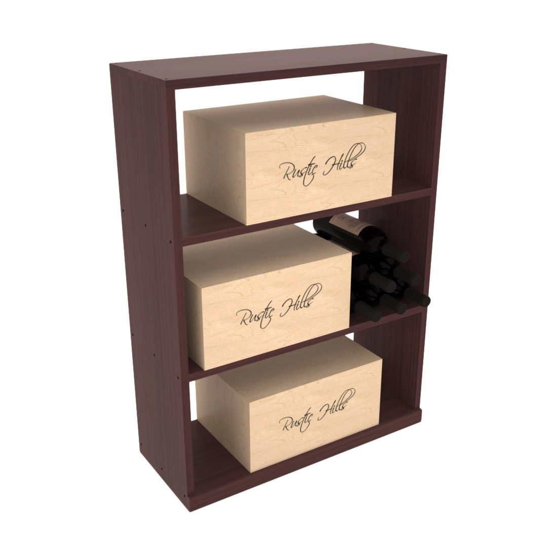 InstaCellar - Half Height Case Bin in Grand Mahogany Walnut stained with WineSafe™ Satin Sealant