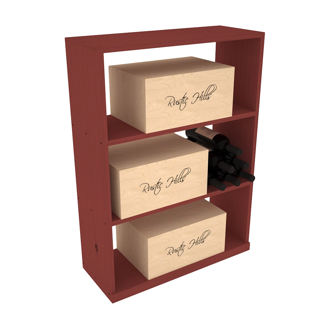 InstaCellar - Half Height Case Bin in Ponderosa Pine Cherry stained without WineSafe™ Satin Sealant