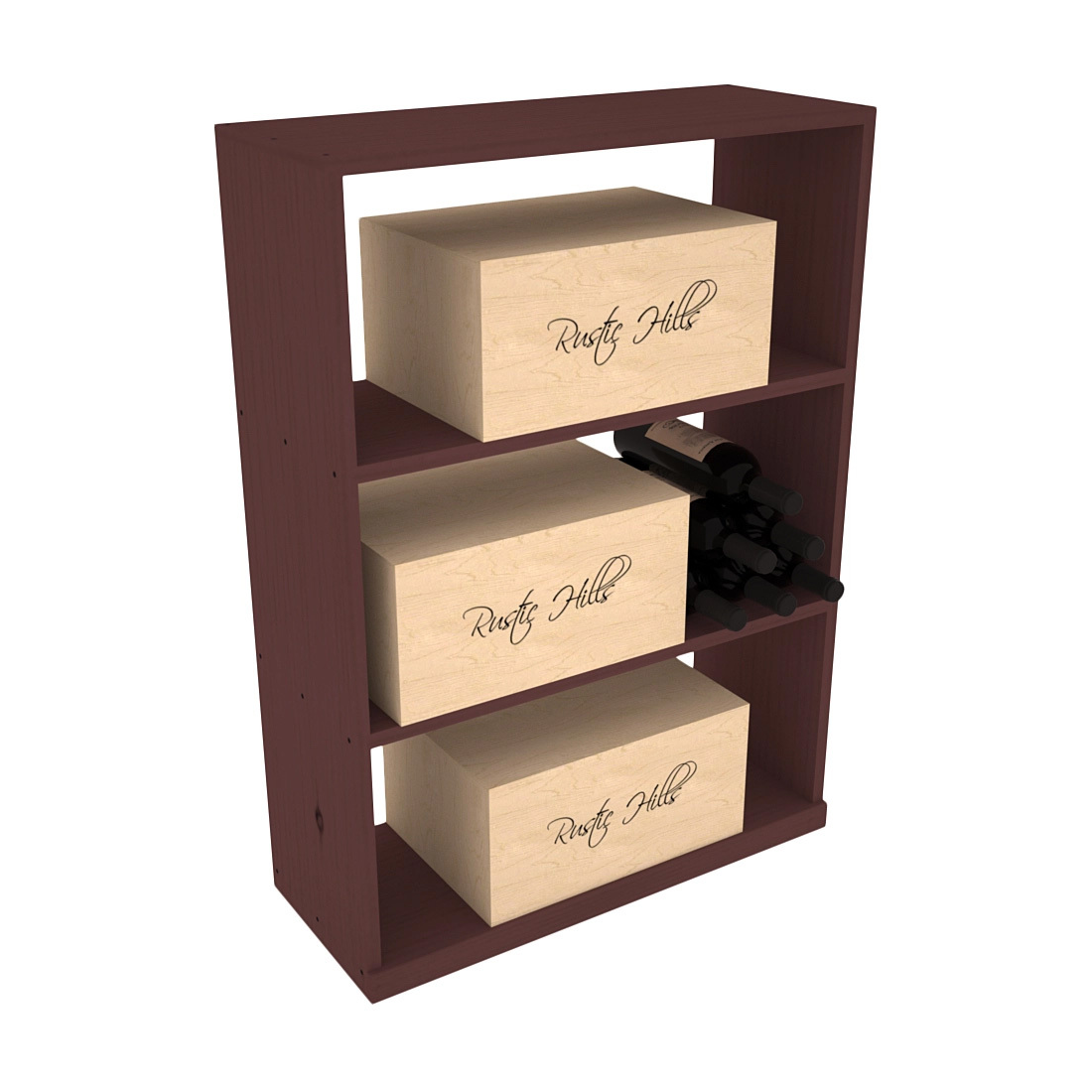 InstaCellar - Half Height Case Bin in Ponderosa Pine Walnut stained without WineSafe™ Satin Sealant