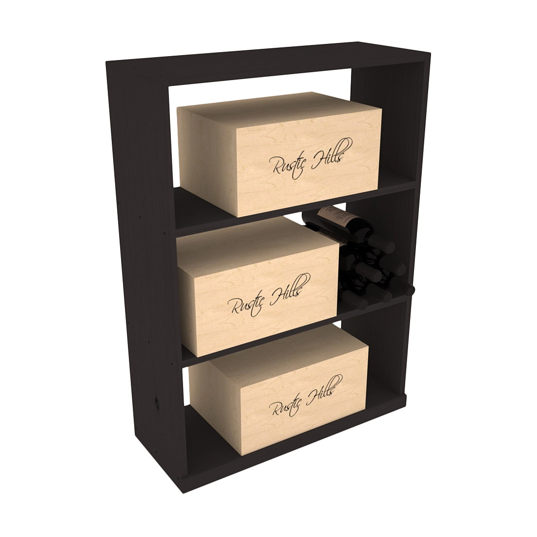 InstaCellar - Half Height Case Bin in Ponderosa Pine Black stained without WineSafe™ Satin Sealant