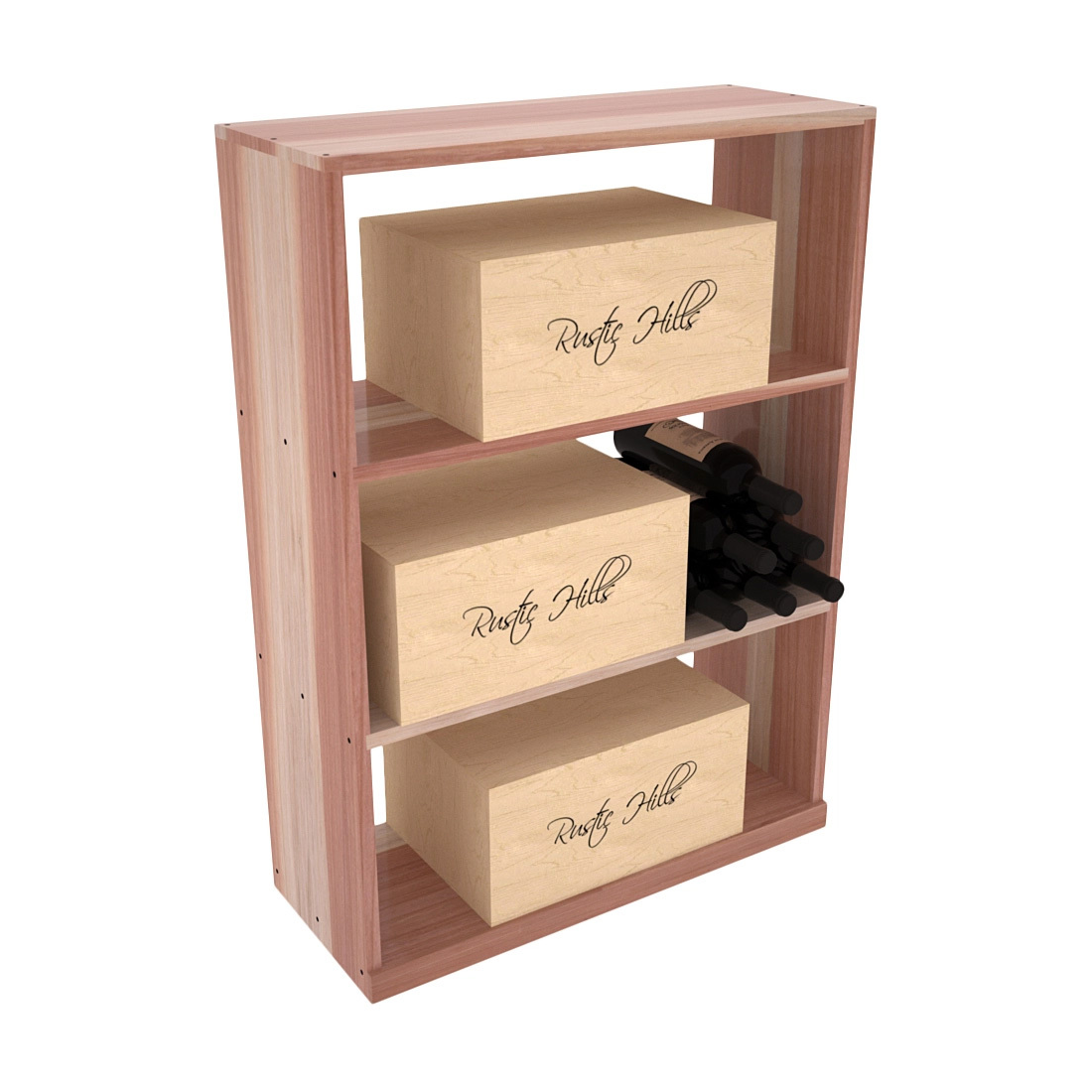 InstaCellar - Half Height Case Bin in Premium Redwood Unstained with WineSafe™ Satin Sealant