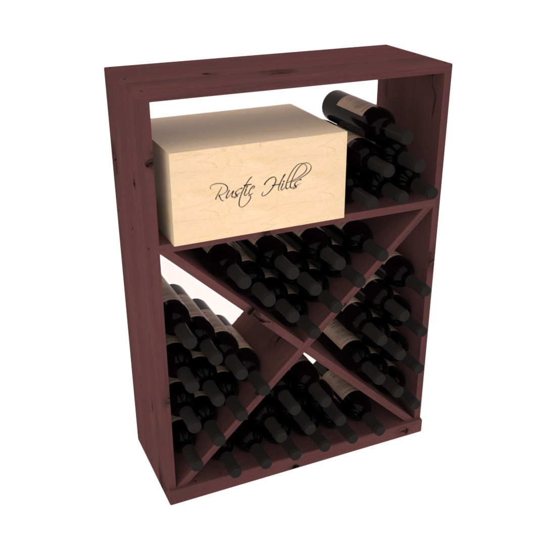 InstaCellar - Half Height Case w/ X Bin in Knotty Alder Walnut stained without WineSafe™ Satin Sealant