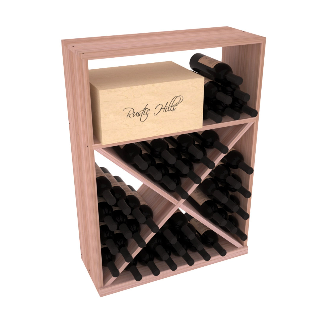 InstaCellar - Half Height Case w/ X Bin in Grand Mahogany Unstained without WineSafe™ Satin Sealant