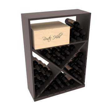 InstaCellar - Half Height Case w/ X Bin in Ponderosa Pine Black stained with WineSafe™ Satin Sealant