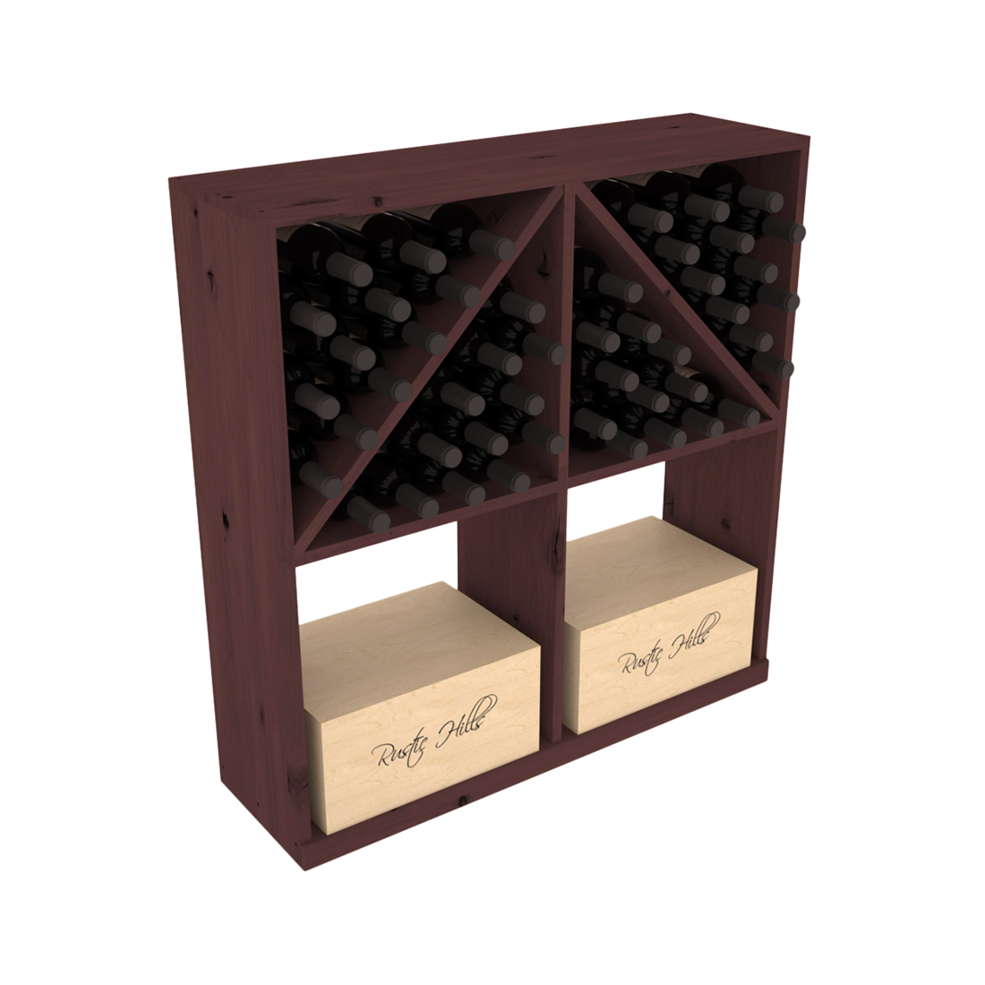 InstaCellar - Solid Case/Bottle Bin in Knotty Alder Walnut stained without WineSafe™ Satin Sealant