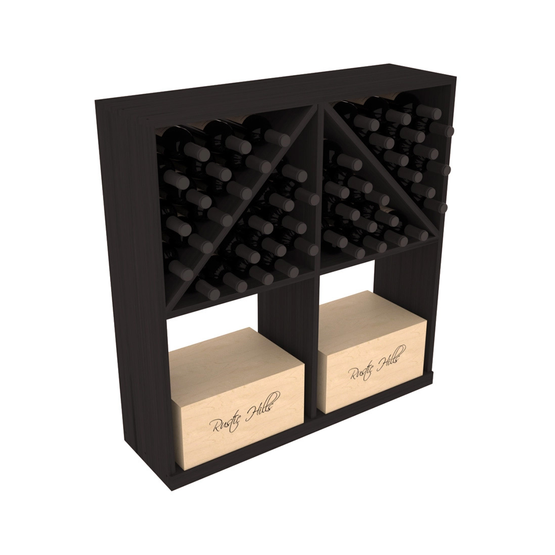 InstaCellar - Solid Case/Bottle Bin in Grand Mahogany Black stained without WineSafe™ Satin Sealant