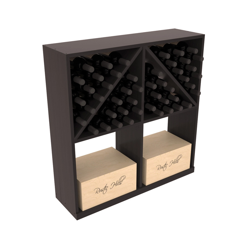 InstaCellar - Solid Case/Bottle Bin in Grand Mahogany Black stained with WineSafe™ Satin Sealant