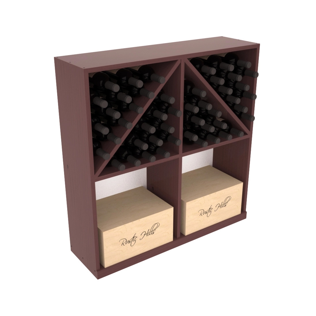 InstaCellar - Solid Case/Bottle Bin in Ponderosa Pine Walnut stained with WineSafe™ Satin Sealant