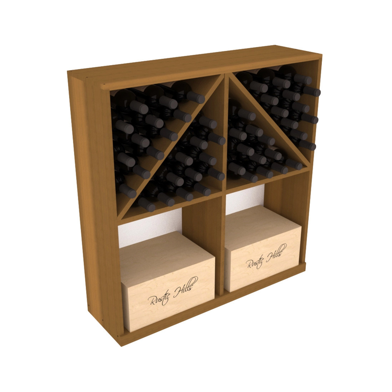 InstaCellar - Solid Case/Bottle Bin in Premium Redwood Oak stained without WineSafe™ Satin Sealant