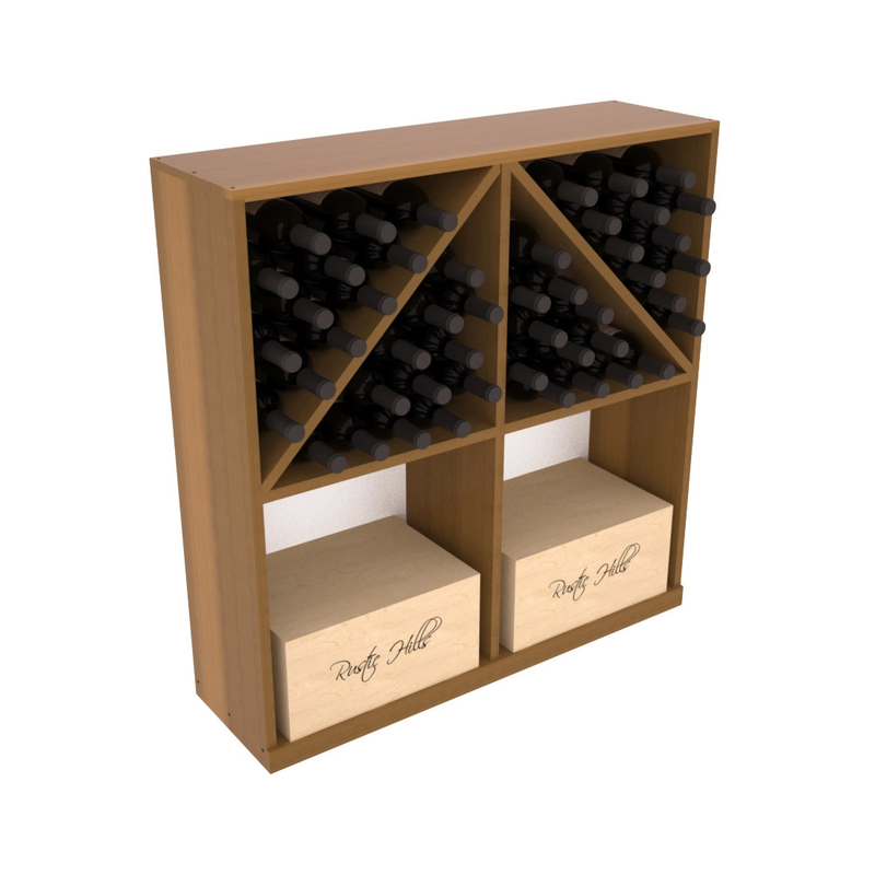 InstaCellar - Solid Case/Bottle Bin in Premium Redwood Oak stained with WineSafe™ Satin Sealant