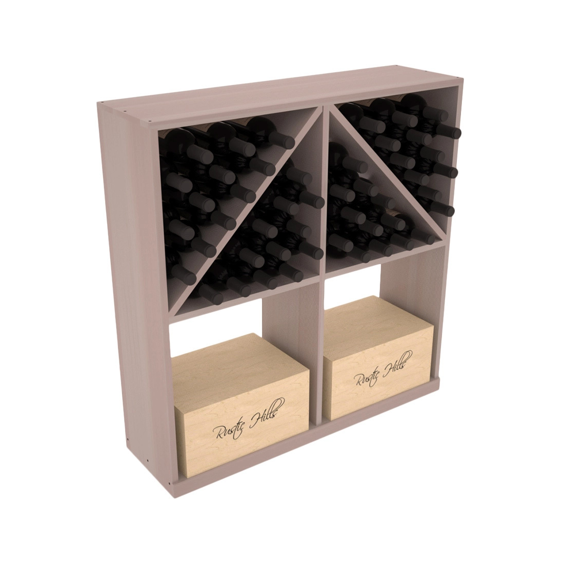InstaCellar - Solid Case/Bottle Bin in Premium Redwood Greywash stained with WineSafe™ Satin Sealant