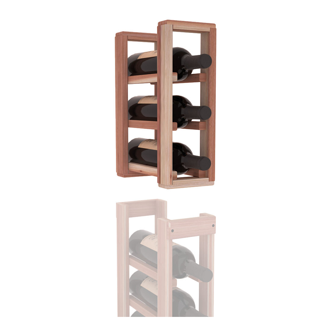 InstaCellar - 1 Column Standard Extender Rack in Premium Redwood Unstained without WineSafe™ Satin Sealant