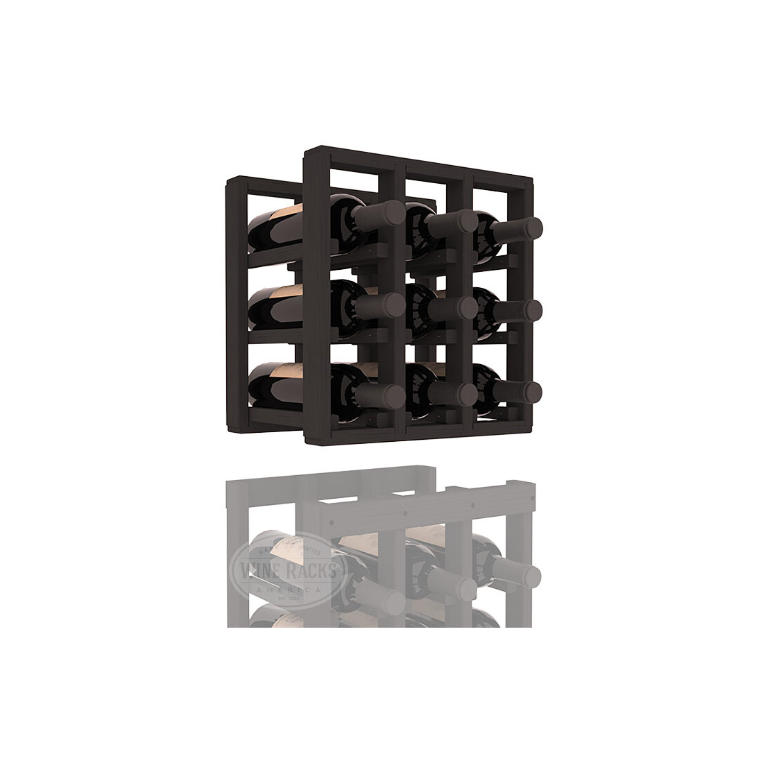 InstaCellar - 3 Column Standard Extender Rack in Ponderosa Pine Black stained without WineSafe™ Satin Sealant