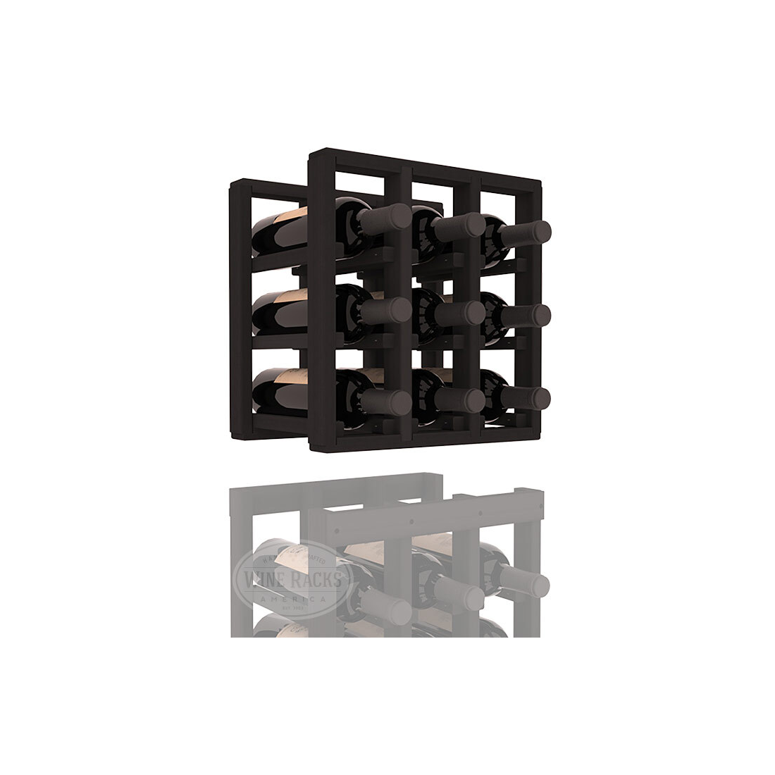 InstaCellar - 3 Column Standard Extender Rack in Premium Redwood Black stained without WineSafe™ Satin Sealant
