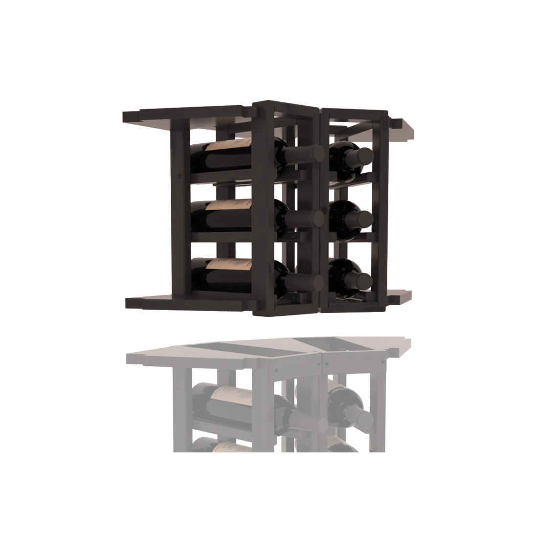 InstaCellar - 2 Column Corner Extender Rack in Knotty Alder Black stained with WineSafe™ Satin Sealant