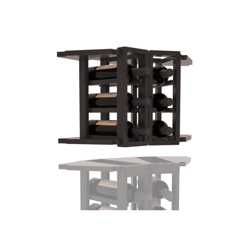 InstaCellar - 2 Column Corner Extender Rack in Knotty Alder Black stained with WineSafe™ Satin Sealant