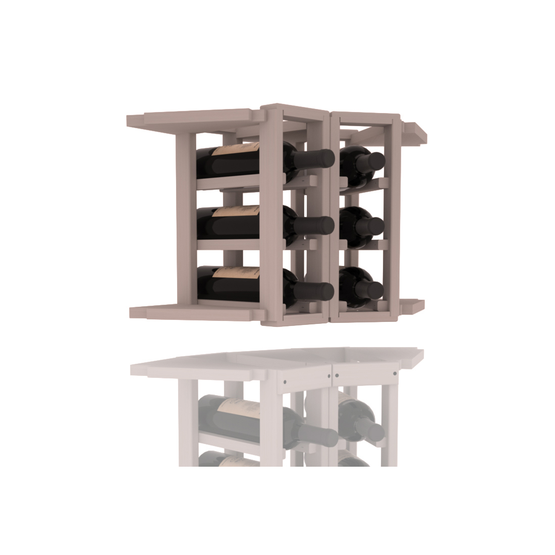 InstaCellar - 2 Column Corner Extender Rack in Grand Mahogany Greywash stained without WineSafe™ Satin Sealant