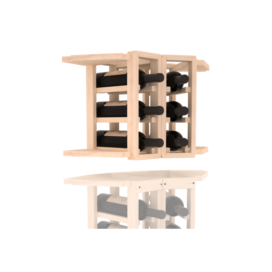 InstaCellar - 2 Column Corner Extender Rack in Ponderosa Pine Unstained without WineSafe™ Satin Sealant