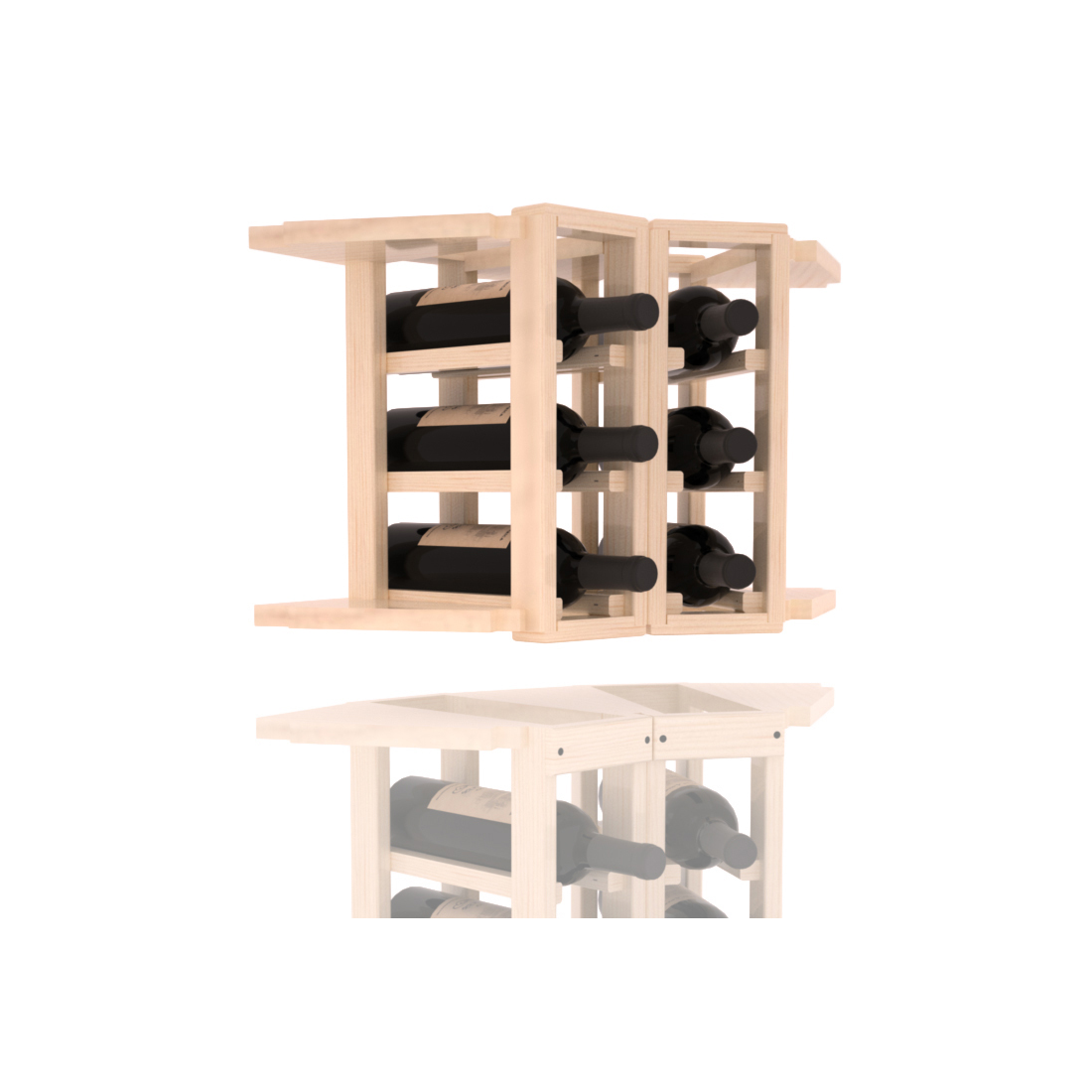 InstaCellar - 2 Column Corner Extender Rack in Ponderosa Pine Unstained with WineSafe™ Satin Sealant