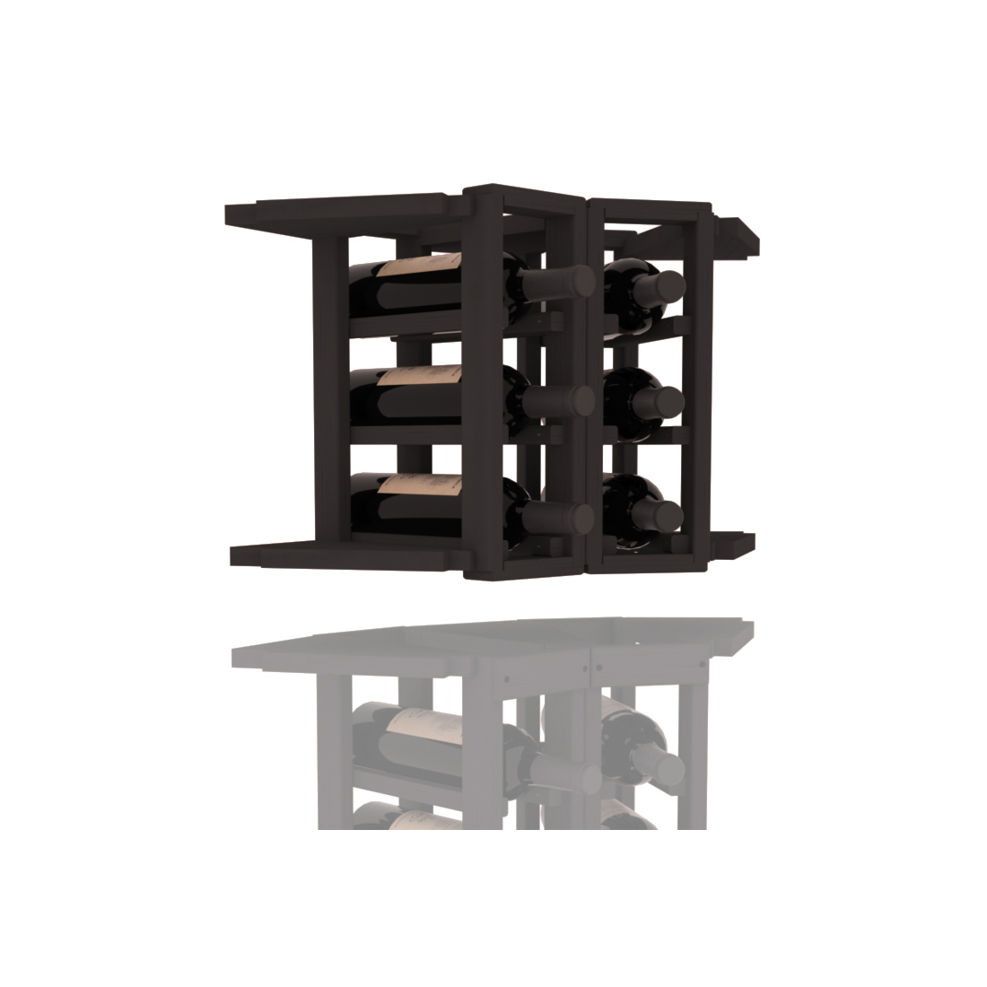 InstaCellar - 2 Column Corner Extender Rack in Ponderosa Pine Black stained without WineSafe™ Satin Sealant