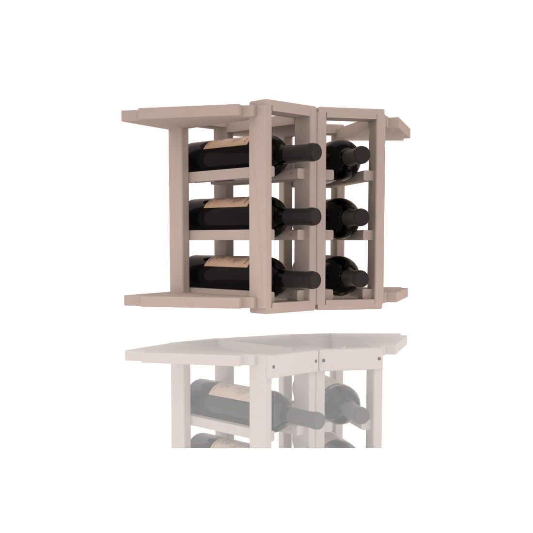 InstaCellar - 2 Column Corner Extender Rack in Ponderosa Pine Greywash stained without WineSafe™ Satin Sealant
