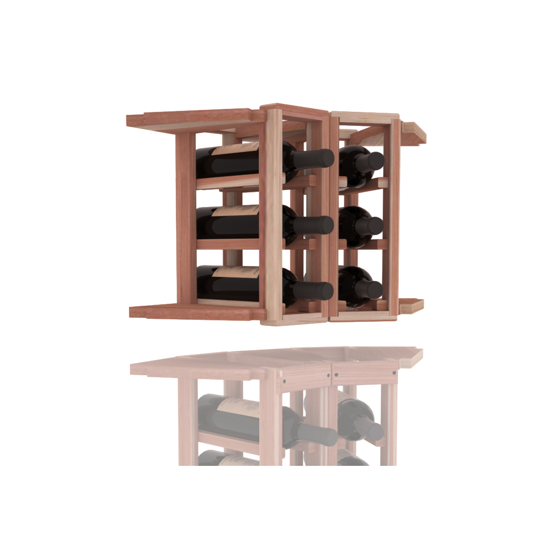 InstaCellar - 2 Column Corner Extender Rack in Premium Redwood Unstained without WineSafe™ Satin Sealant