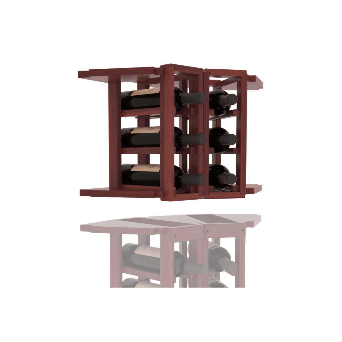 InstaCellar - 2 Column Corner Extender Rack in Premium Redwood Cherry stained with WineSafe™ Satin Sealant
