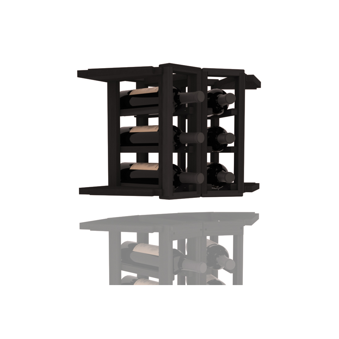 InstaCellar - 2 Column Corner Extender Rack in Premium Redwood Black stained without WineSafe™ Satin Sealant