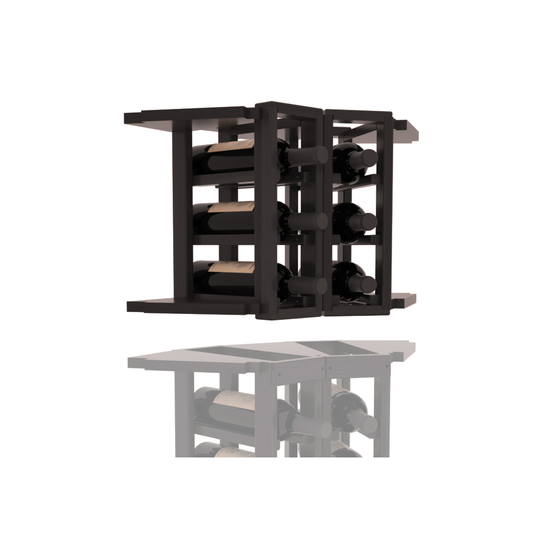 InstaCellar - 2 Column Corner Extender Rack in Premium Redwood Black stained with WineSafe™ Satin Sealant