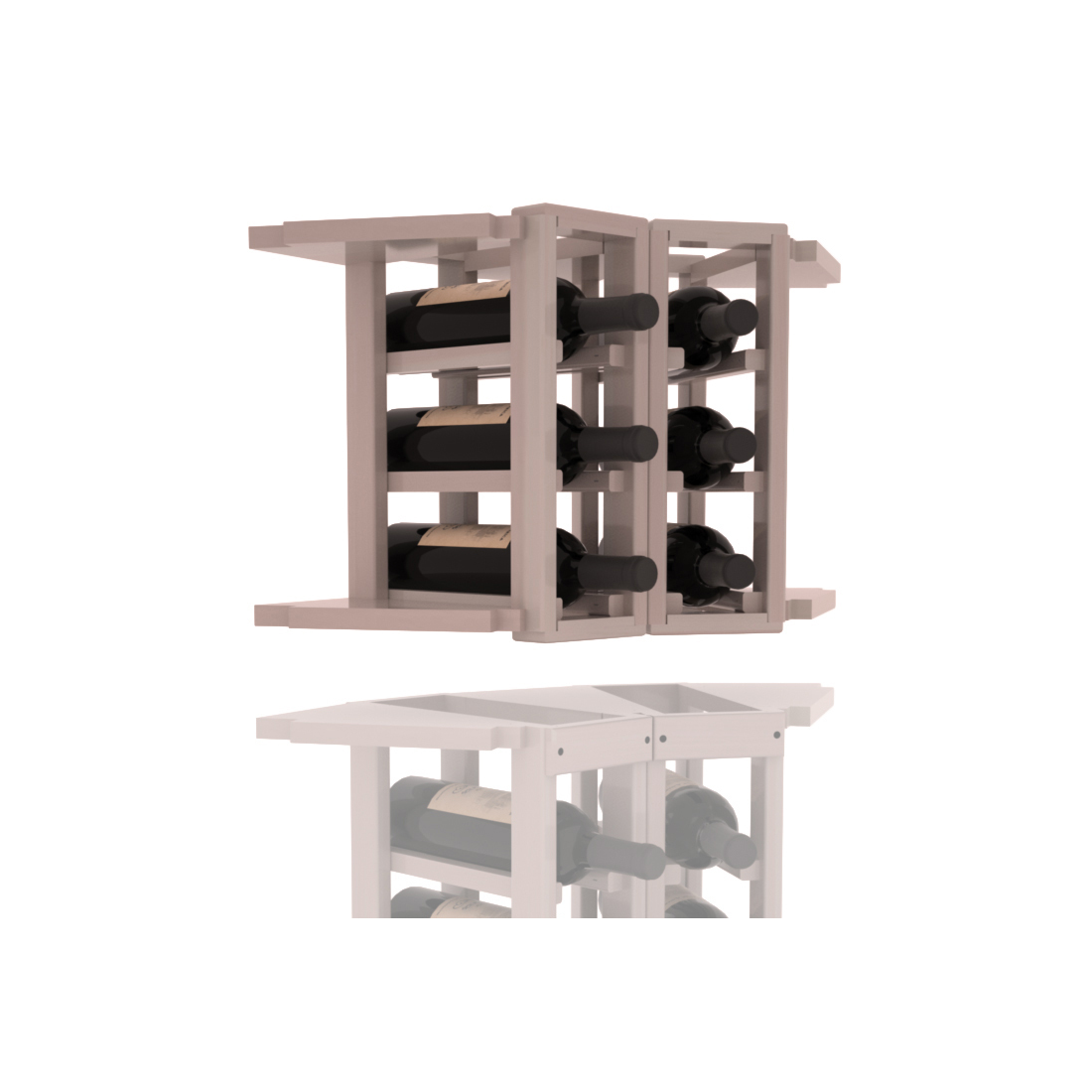 InstaCellar - 2 Column Corner Extender Rack in Premium Redwood Greywash stained with WineSafe™ Satin Sealant