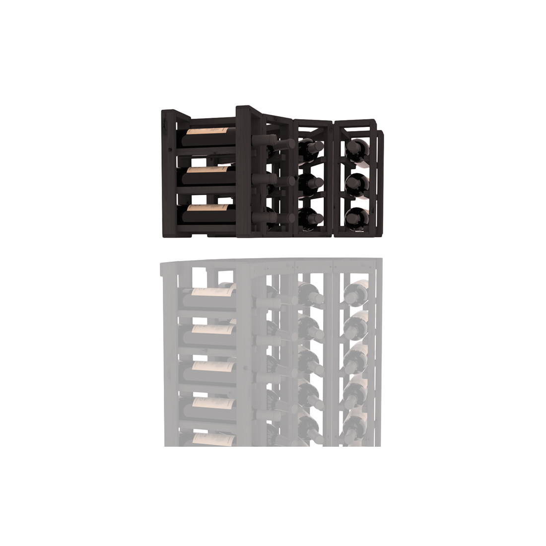 InstaCellar - 4 Column Corner Extender Rack in Knotty Alder Black stained without WineSafe™ Satin Sealant