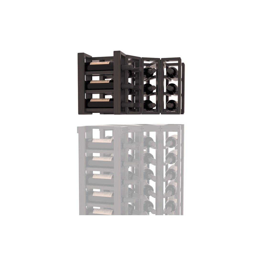 InstaCellar - 4 Column Corner Extender Rack in Grand Mahogany Black stained with WineSafe™ Satin Sealant
