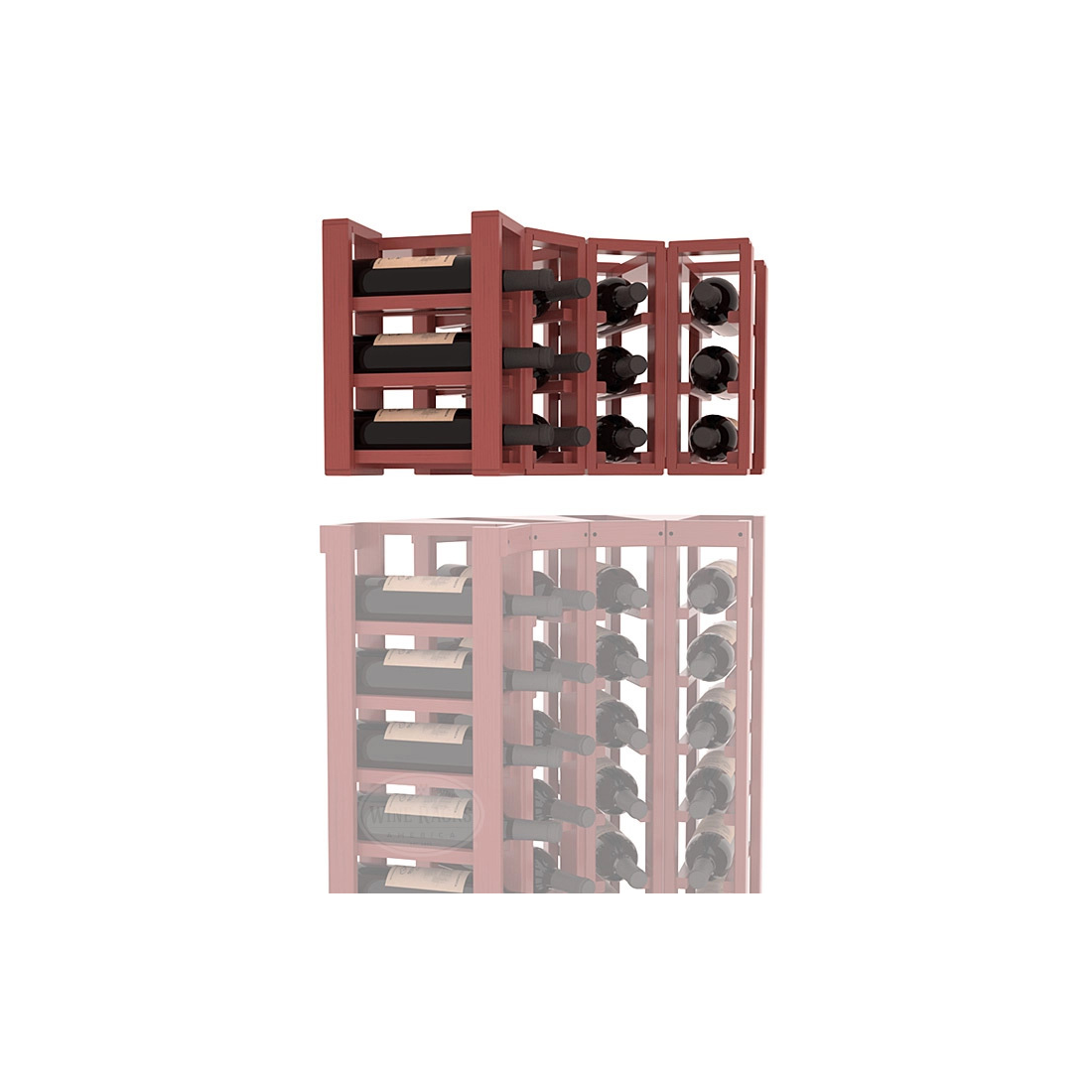 InstaCellar - 4 Column Corner Extender Rack in Ponderosa Pine Cherry stained with WineSafe™ Satin Sealant