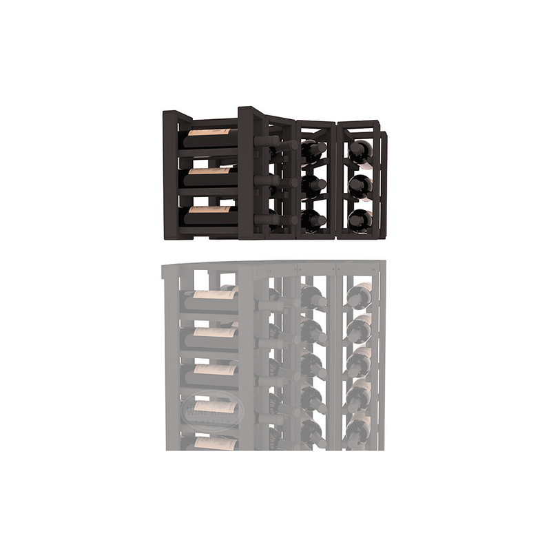 InstaCellar - 4 Column Corner Extender Rack in Ponderosa Pine Black stained without WineSafe™ Satin Sealant